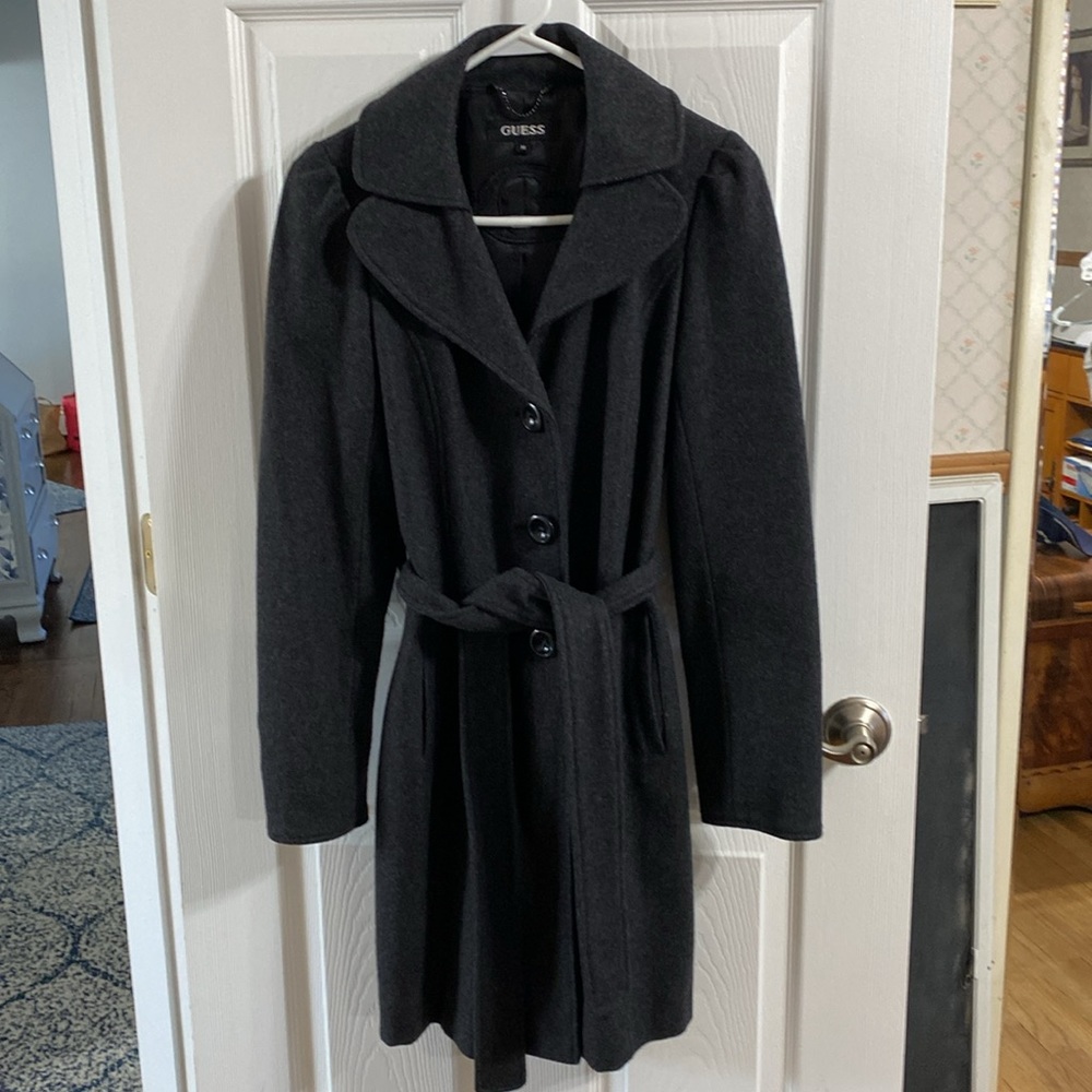 Guess wool winter dress coat charcoal grey sizeM